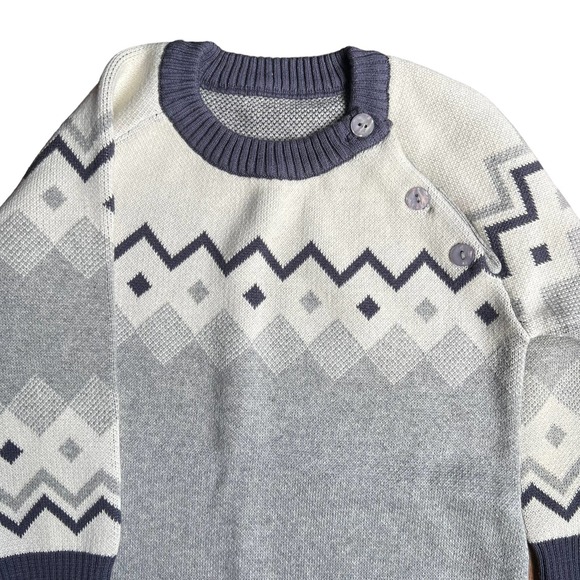 NWOT Baby Knitted Cotton Fair Isle Sweater One Piece Romper 9-12 Mos - Picture 3 of 7